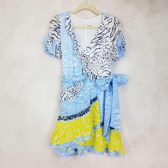 Tanya Taylor Dresses & Skirts - NEW Tanya Taylor Size 4 Silk Mixed Print Bianka Faux Wrap Ruffled Mini Dress